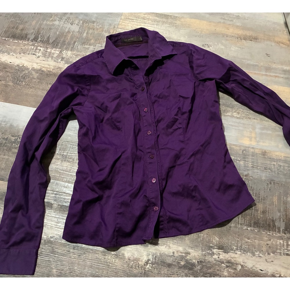 The Limited Womens Purple Long Sleeve Button Down Blouse Shirt Size L